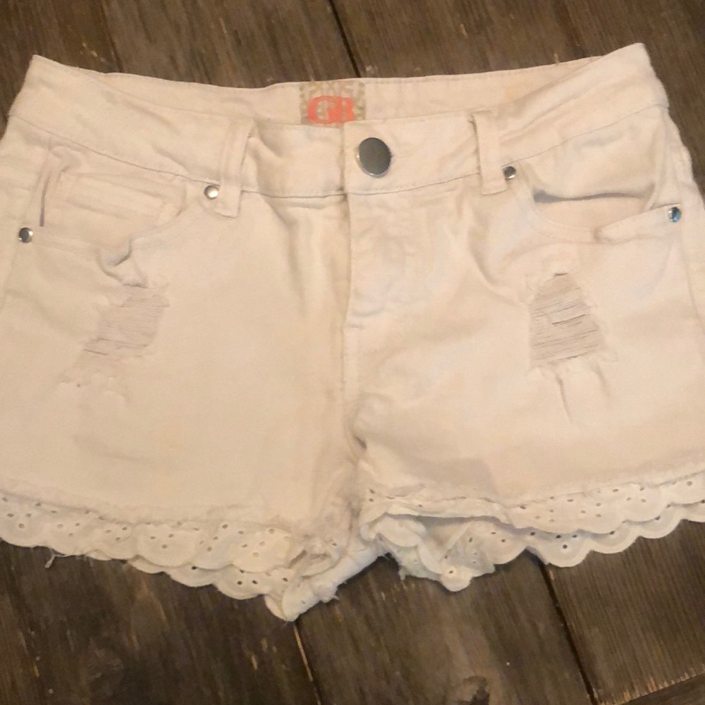 GB white jean shorts